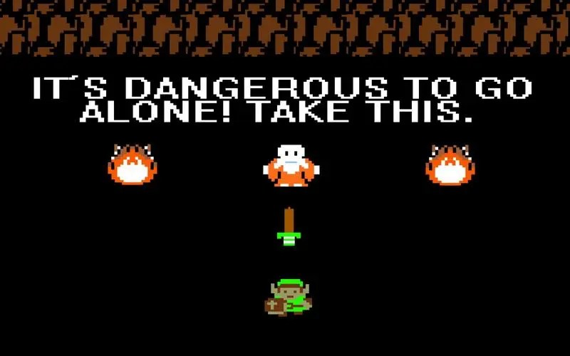 Legend of Zelda: &ldquo;It&rsquo;s dangerous to go outside! Take this&rdquo; (Image via TechCrunch)