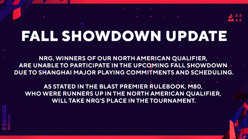 M80 replace NRG in the BLAST Premier Fall Showdown cover image