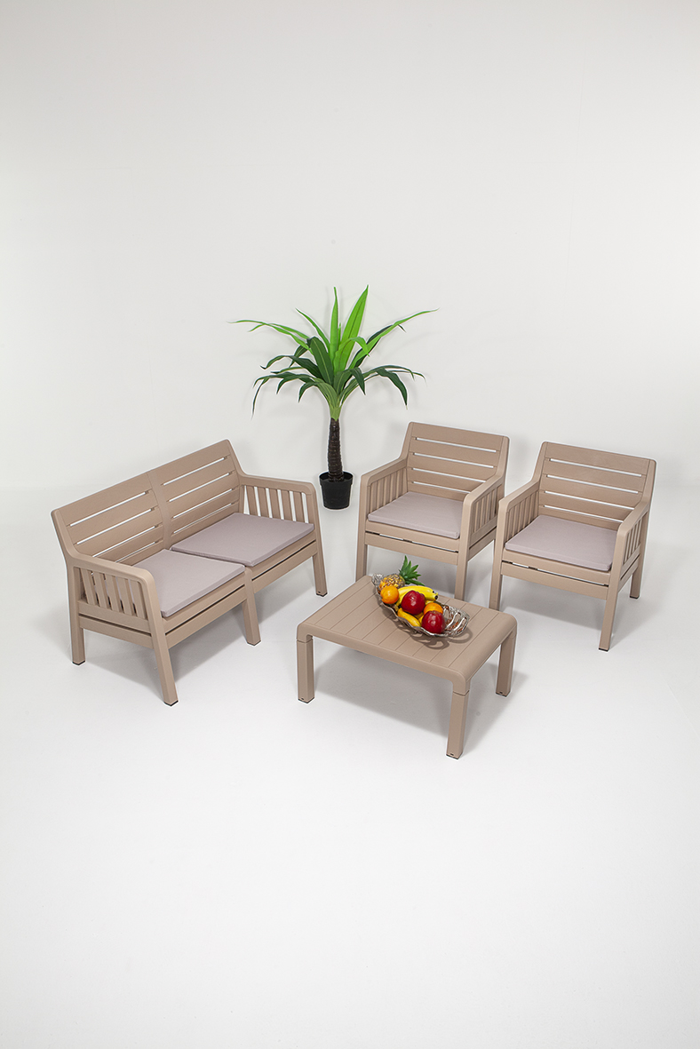 Lara 2+1+1+S Garden Set Balcony Garden Terrace Furniture / Cappucino
