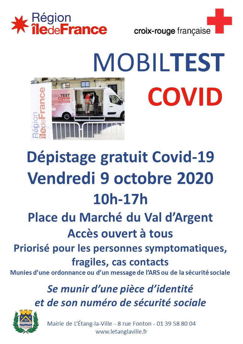 Actualités Rappel dépistage Covid19 aujourd'hui à L'ÉtanglaVille