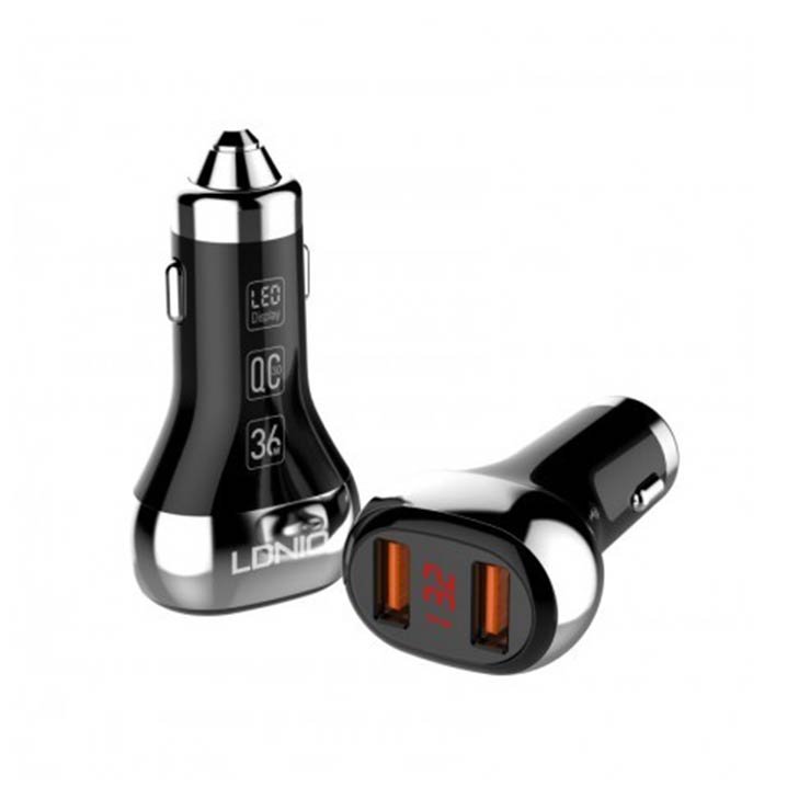 LDNIO C2 36W LED Display Dual Qc3.0 Ports Car Fast Charger
