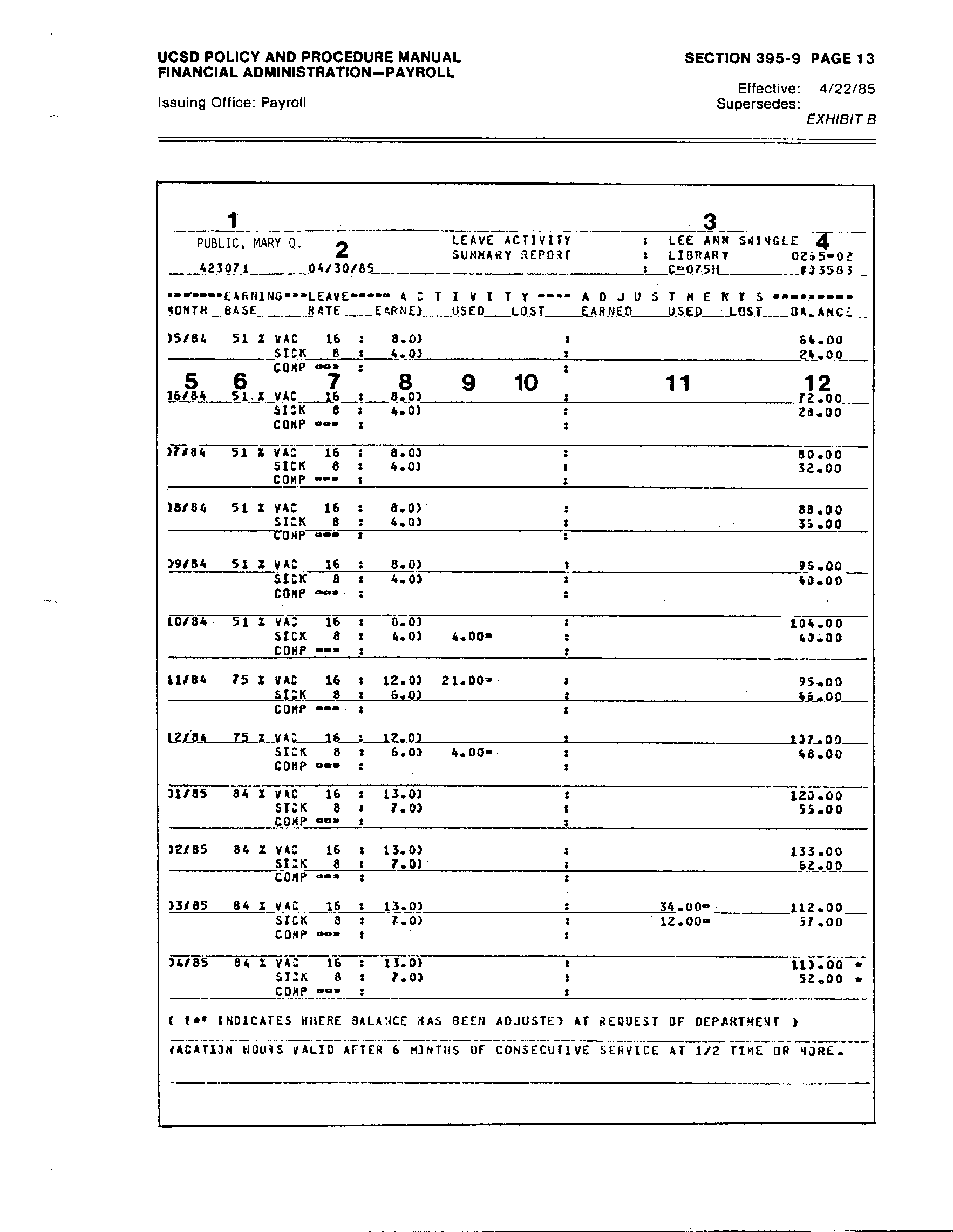 3959 Vacation Accrual and Usage Accounting