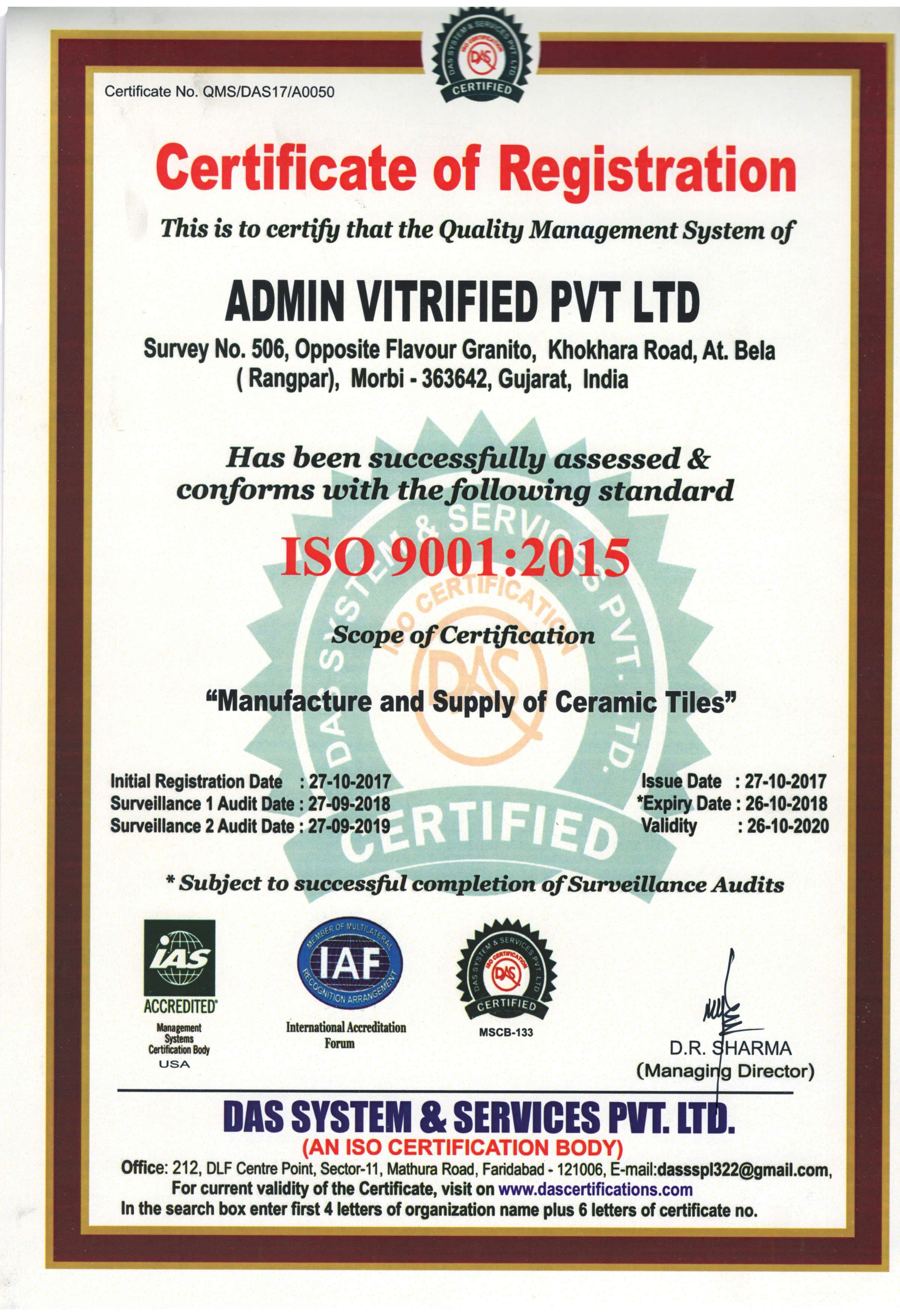 Accreditation Admin Vitrified Pvt. Ltd.
