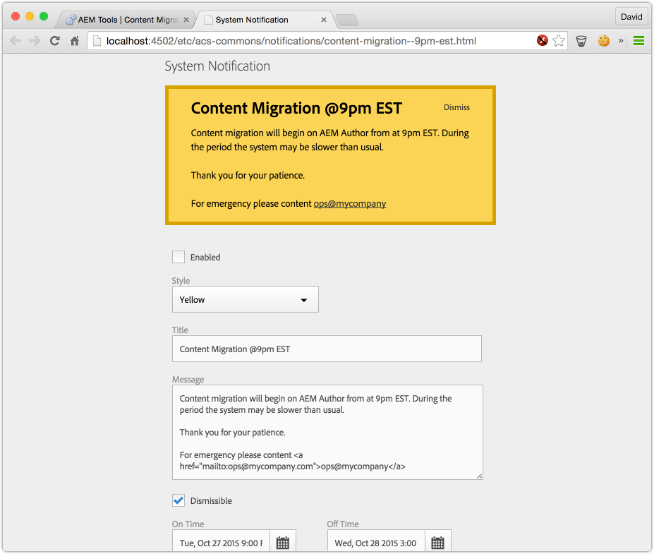 System Notifications