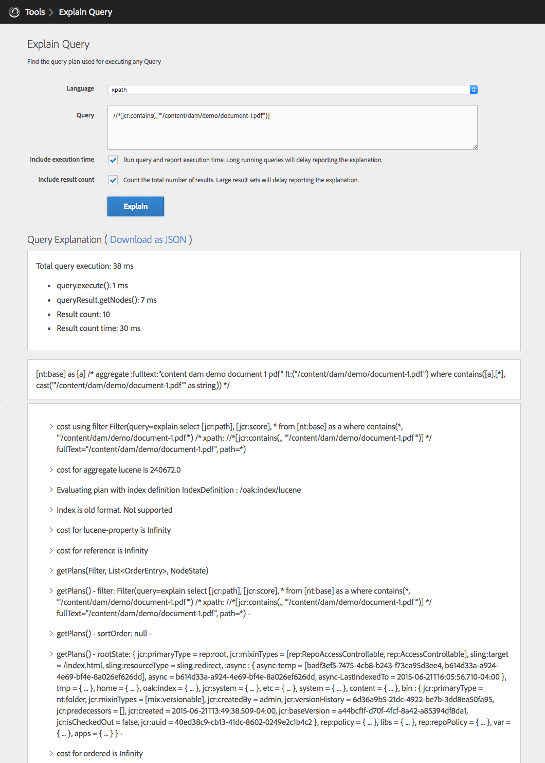 Explain Query Tool AEM Tutorials for Beginners