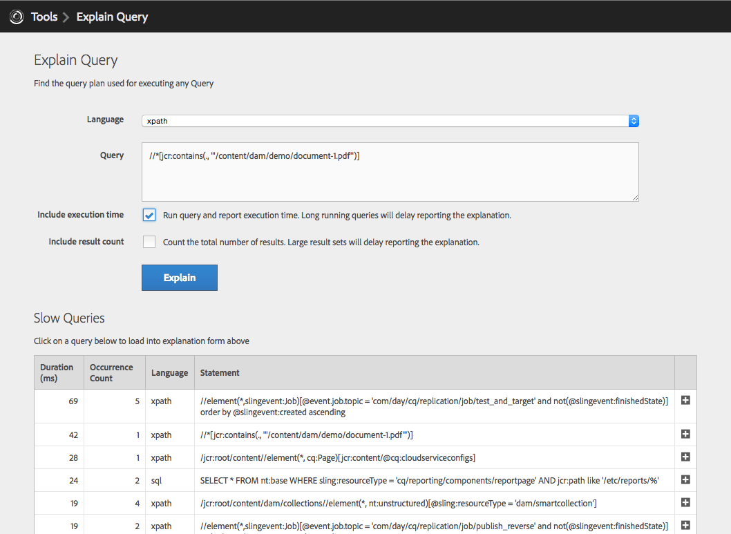Explain Query Tool AEM Tutorials for Beginners