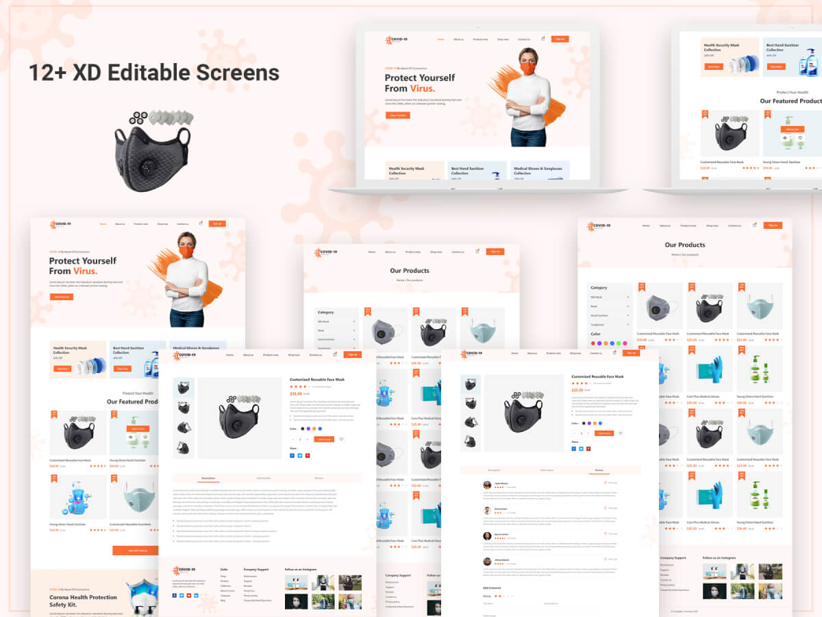 COVID19 UI Kit Free XD Resource Adobe XD Elements