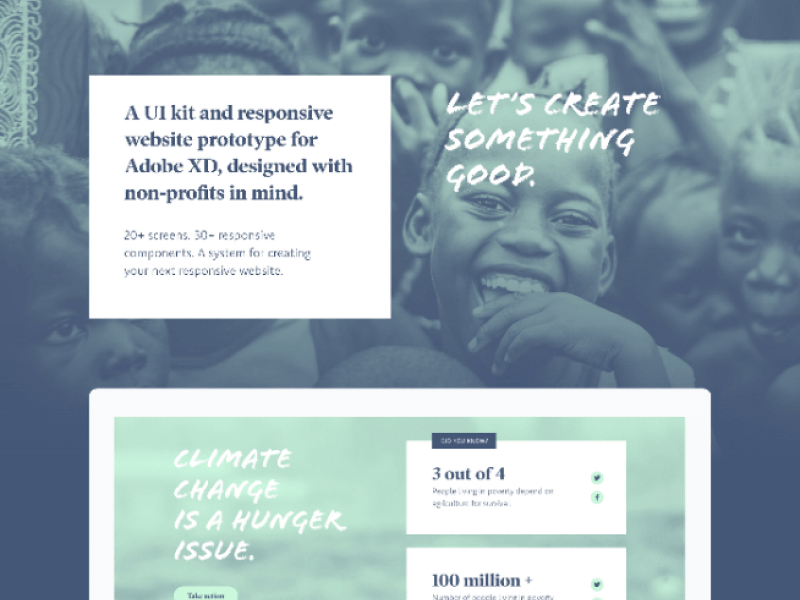 Non Profit UI Kit Free XD Resource Adobe XD Elements