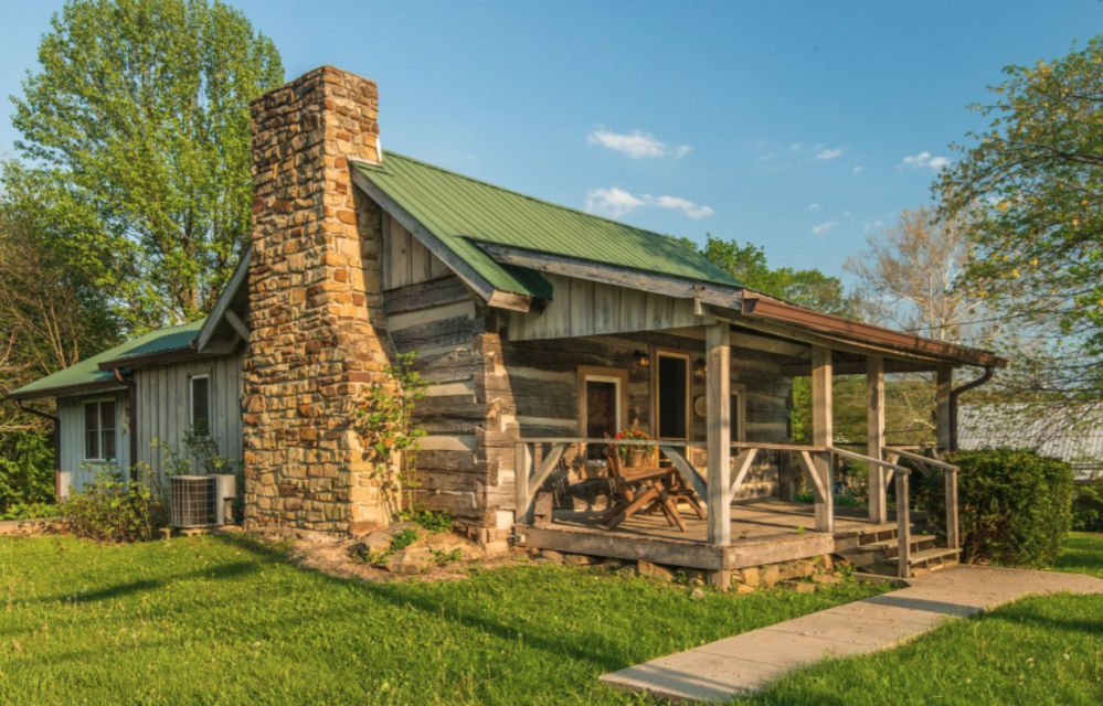 Bean Blossom Village Log Cabin Has The Perfect Patio To Sit And Watch