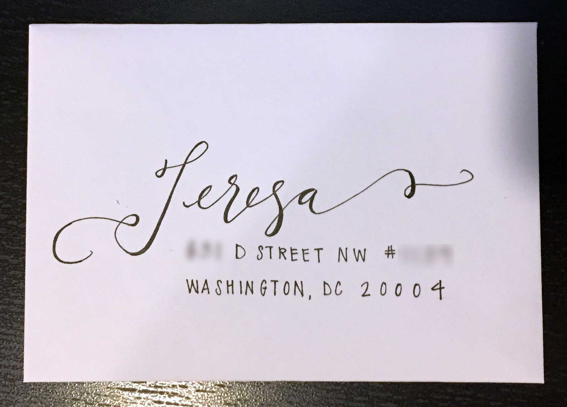 hand lettered envelope