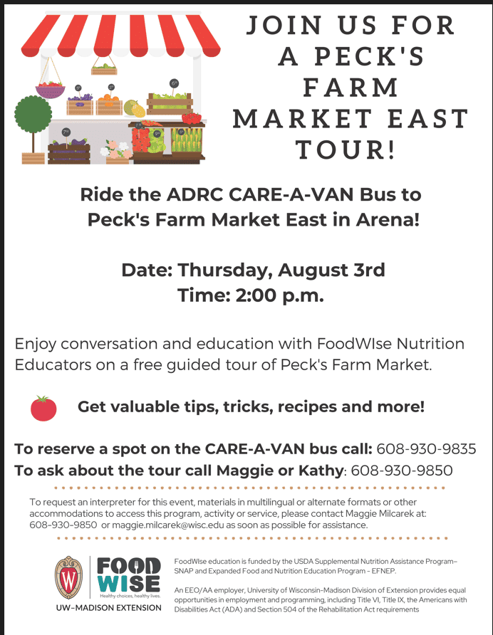 Peck’s Farm Market East Tour Aging and Disability Resource Center of
