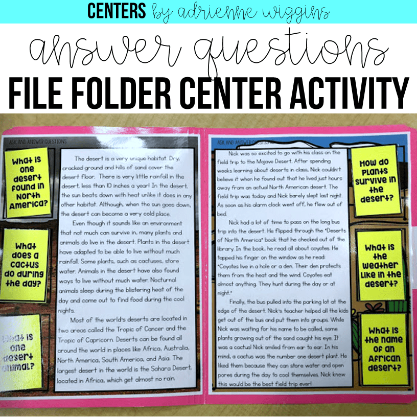 File Folder Centers Adrienne Teaches