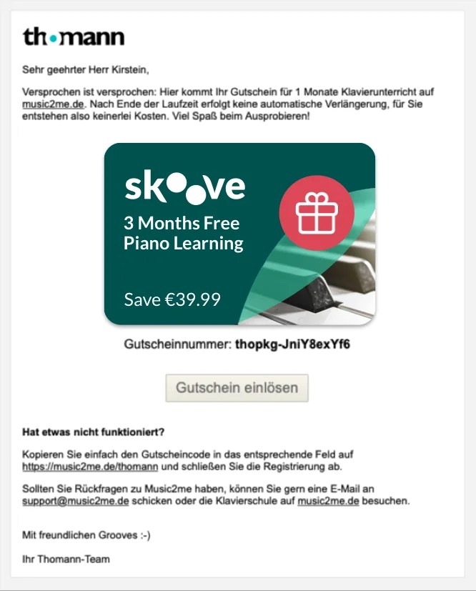 Thomann voucher card partnership