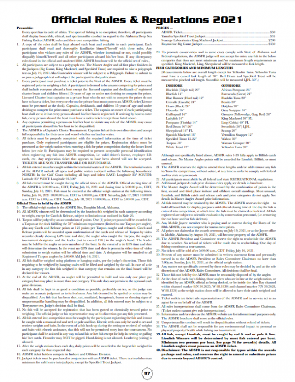 Rodeo Rules Alabama Deep Sea Fishing Rodeo Dauphin Island, AL