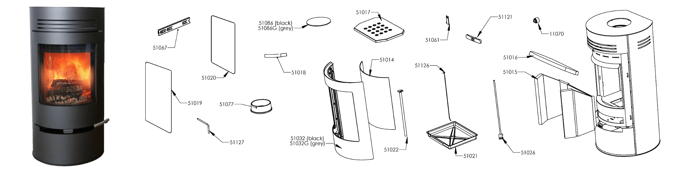 Aduro 1 - Aduro brændeovne - Reservedele