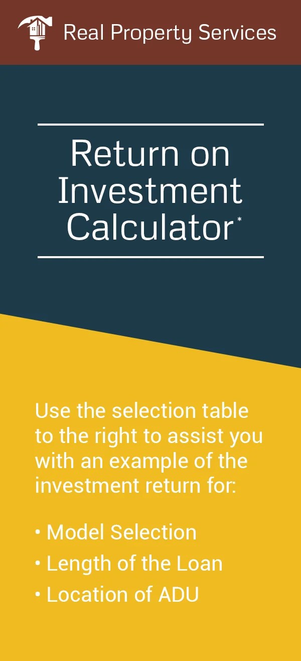 ADU Return on Investment Calculator ADU Utah