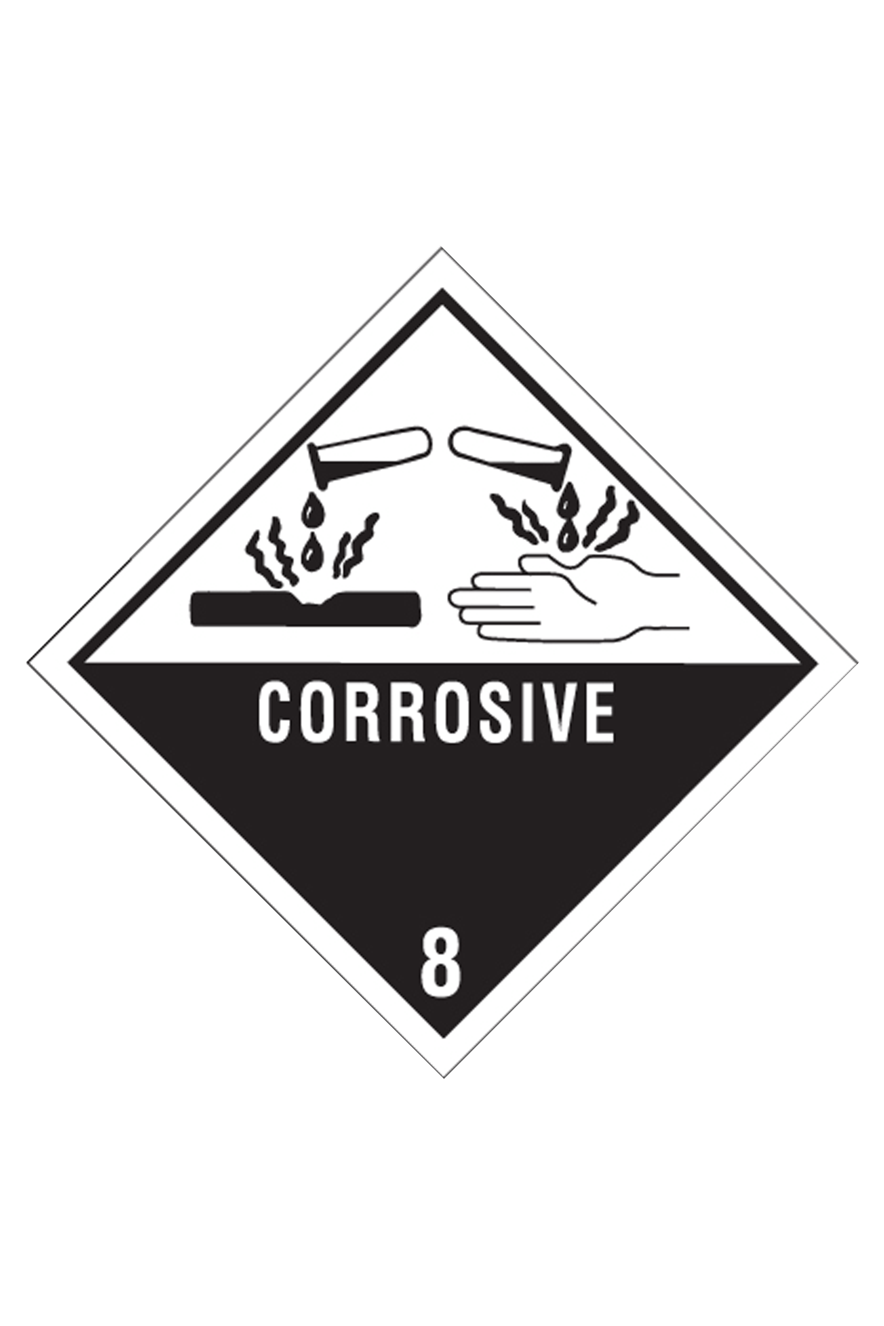 4 x 4" Corrosive Hazard Class 8 Label 500' per roll