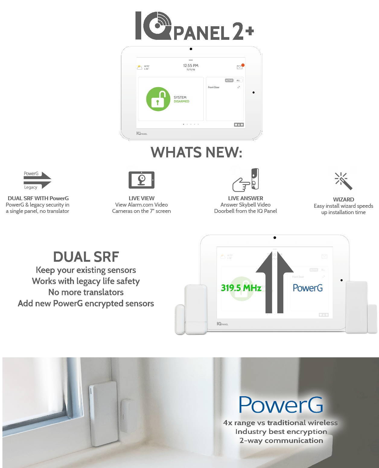 Qolsys QS92021208840 IQ Panel 2 PLUS PowerG AT&T LTE319MHZ