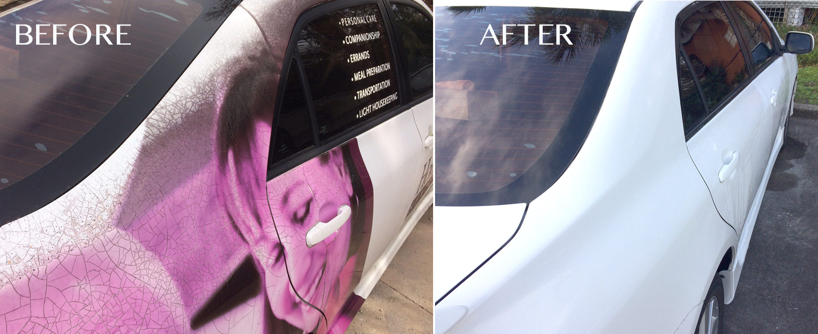 Car Wrap Removal, Vinyl Graphics Removal, Degraded vinyl removed, Vinyl
