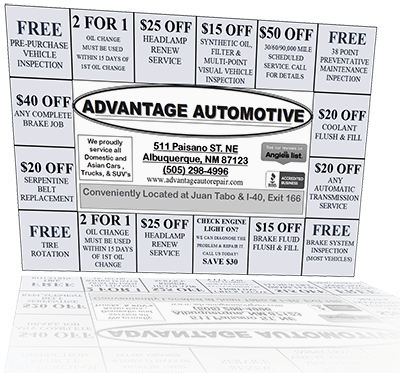 Service Discount Card - Auto Repair Albuquerque | Advantage Automotive