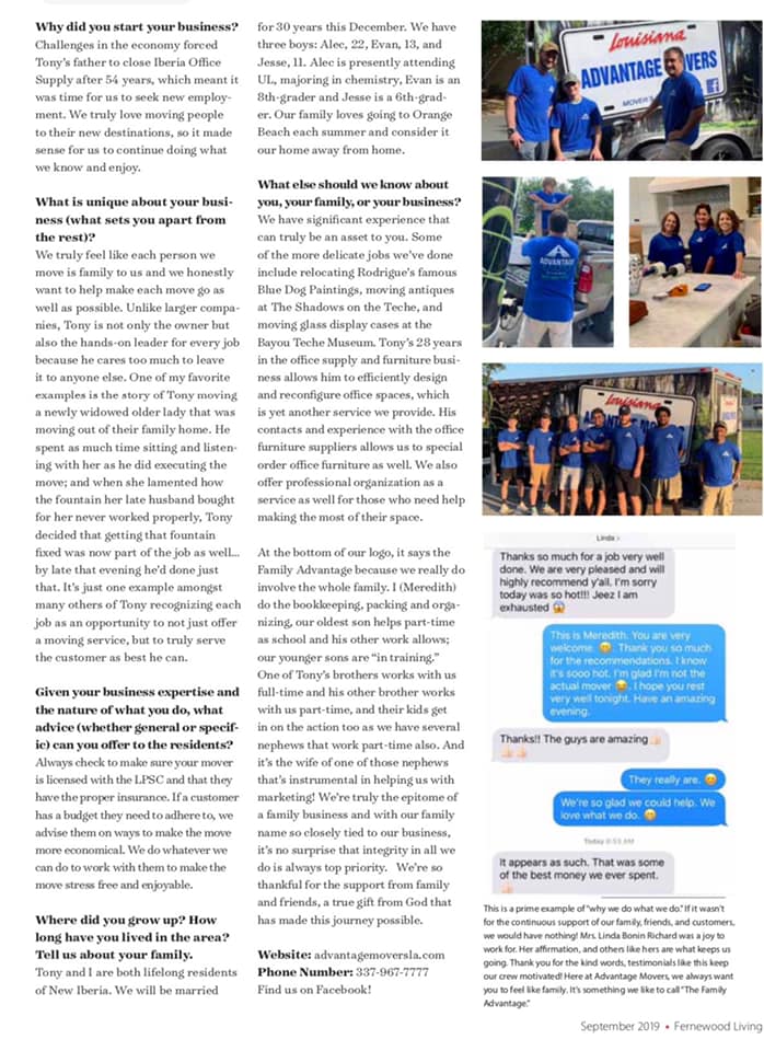 Movers New Iberia, Youngsville & Lafayette, LA Advantage Movers