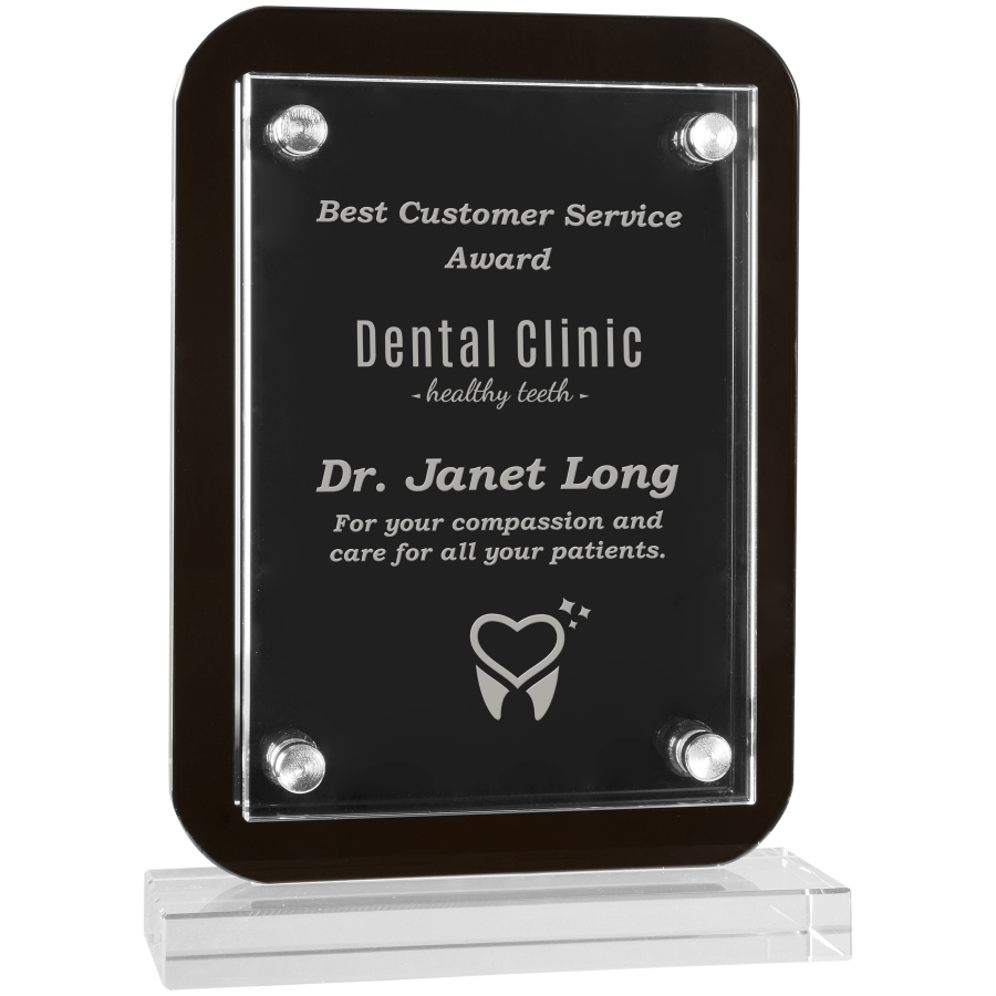 Black Floating Glass Plaque Standup (3 sizes) Advantage Awards and