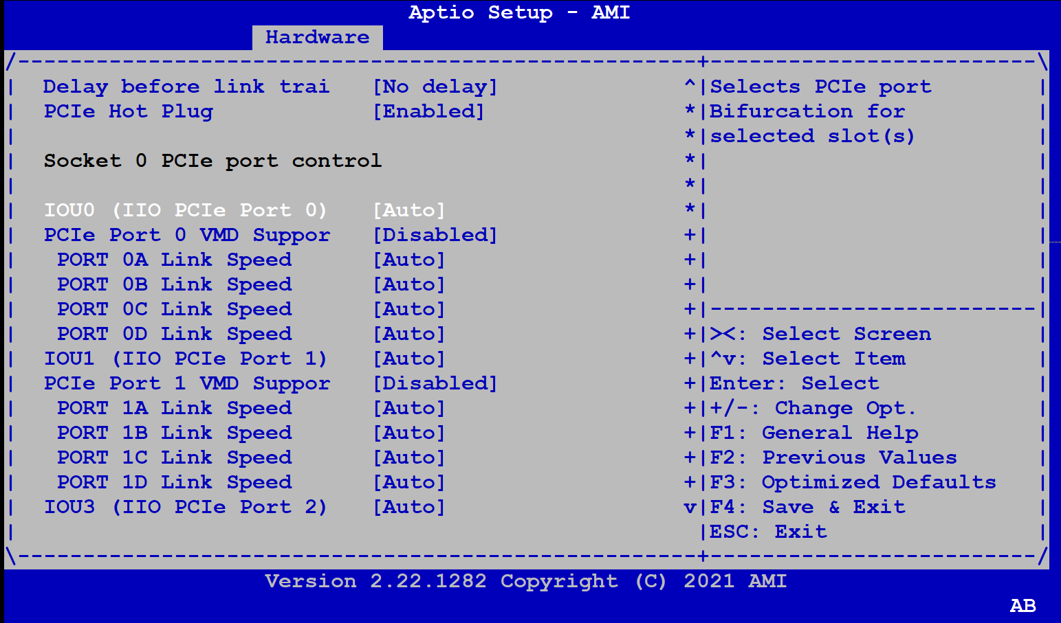 How to identify PCIe slot and Speed adjustment via BIOS in SKY7632D