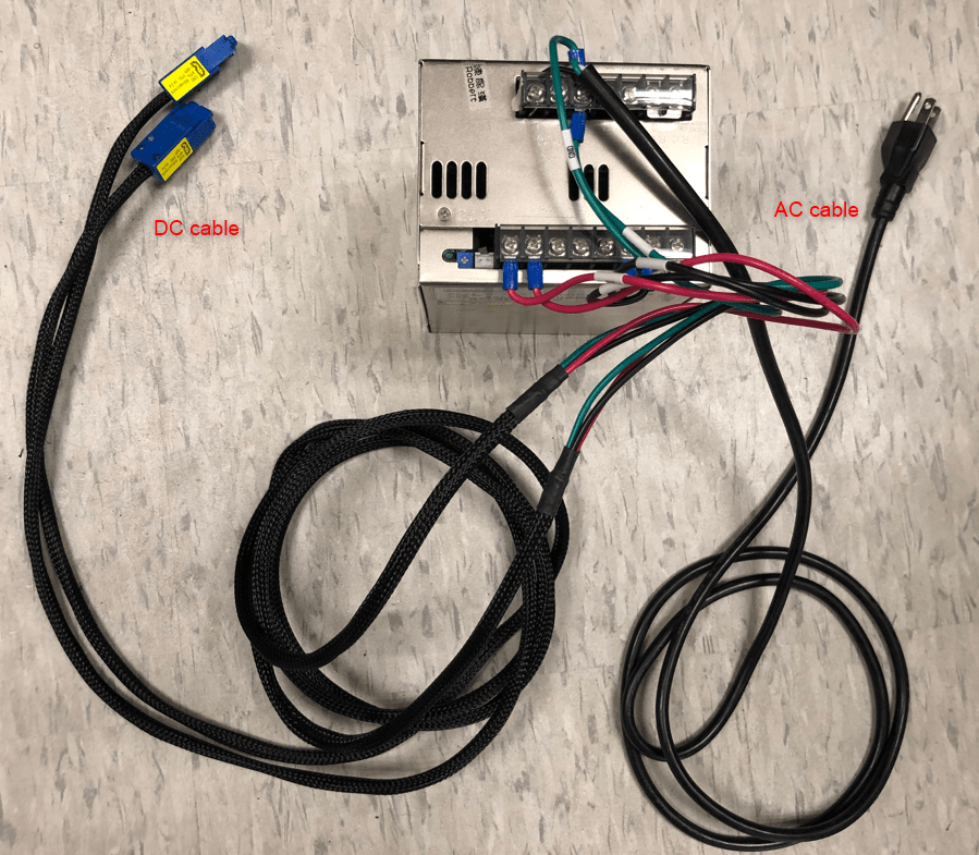 Pin assignment of AC and DC cables to an external power supply Advantech ICVG Service Center