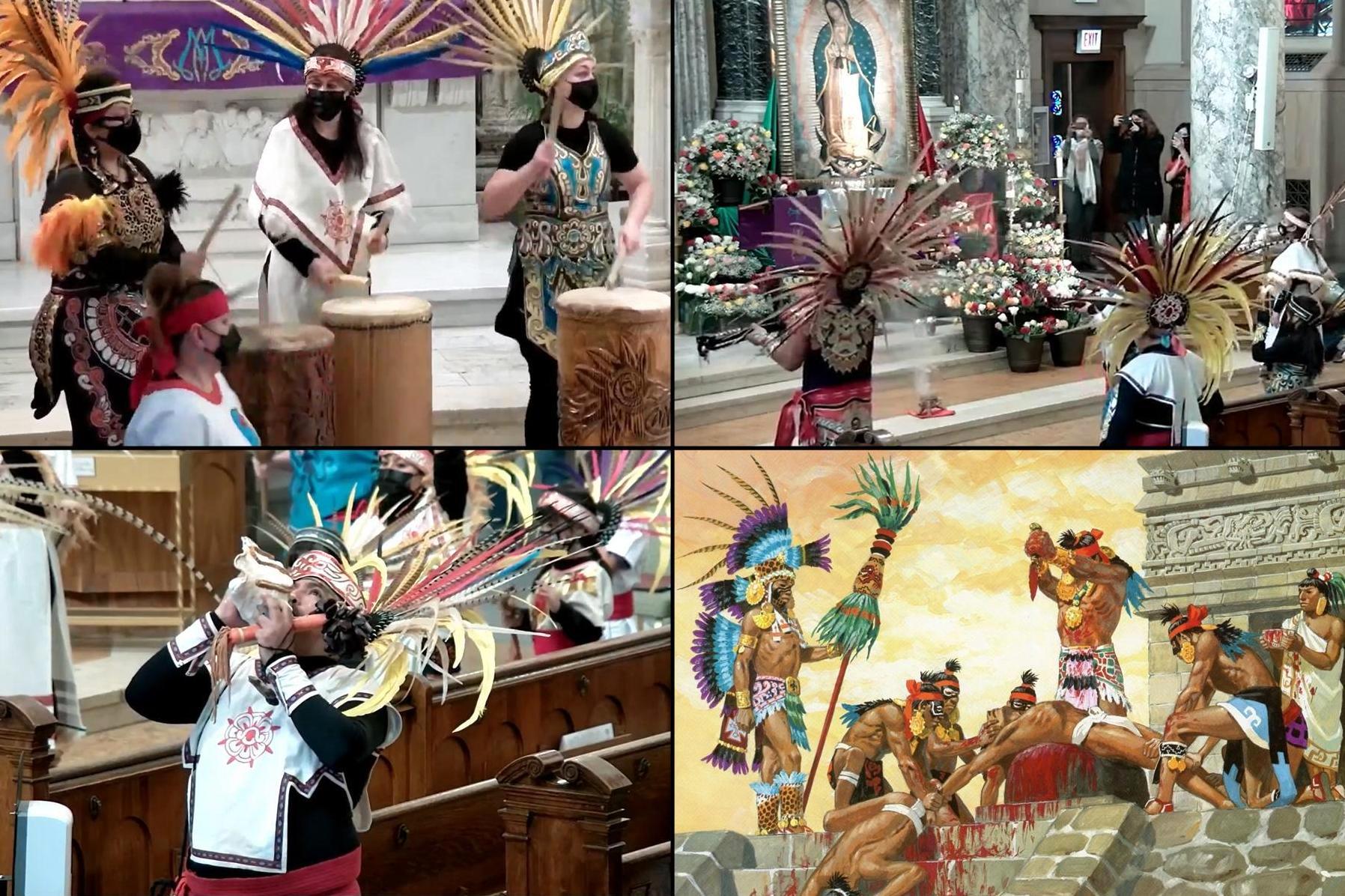 The Ecumenical Circus Pagan Aztec Dance Ritual Performed at a Catholic