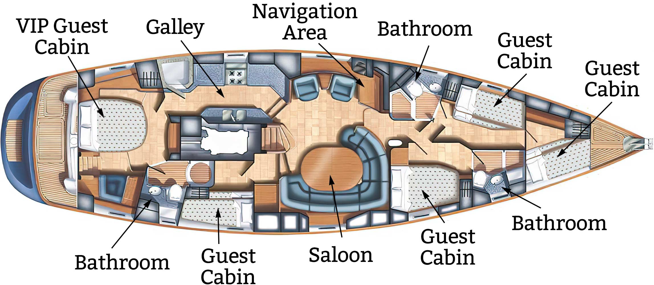 Adventure Sailing Charters Yacht Layout
