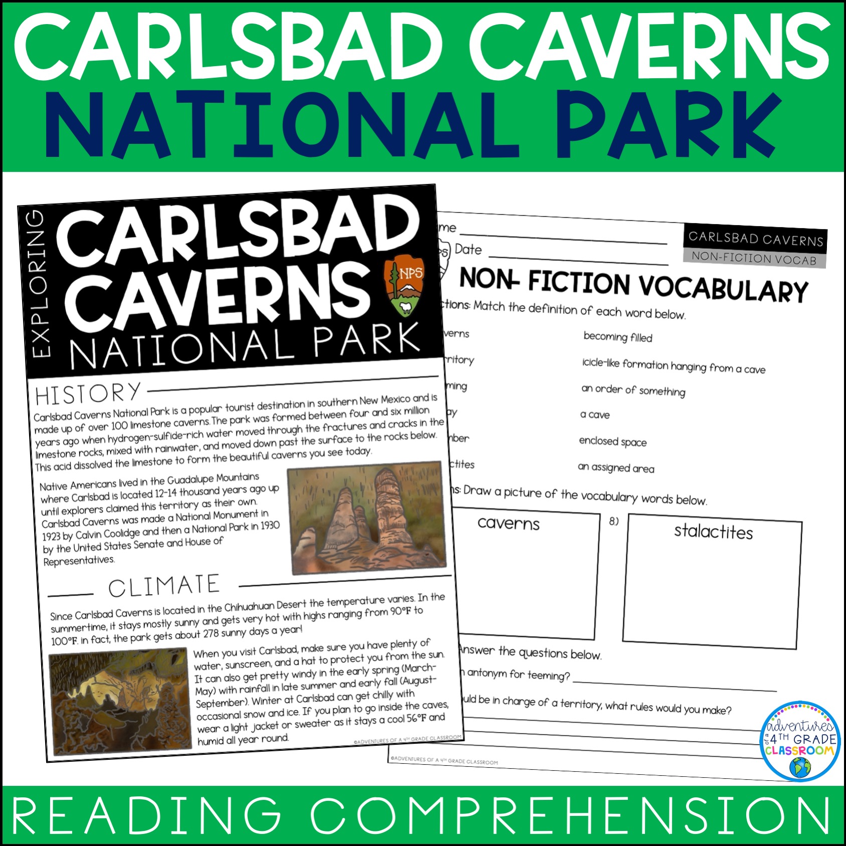 Carlsbad Caverns National Park Reading Comprehension Adventures of a 4th Grade Classroom