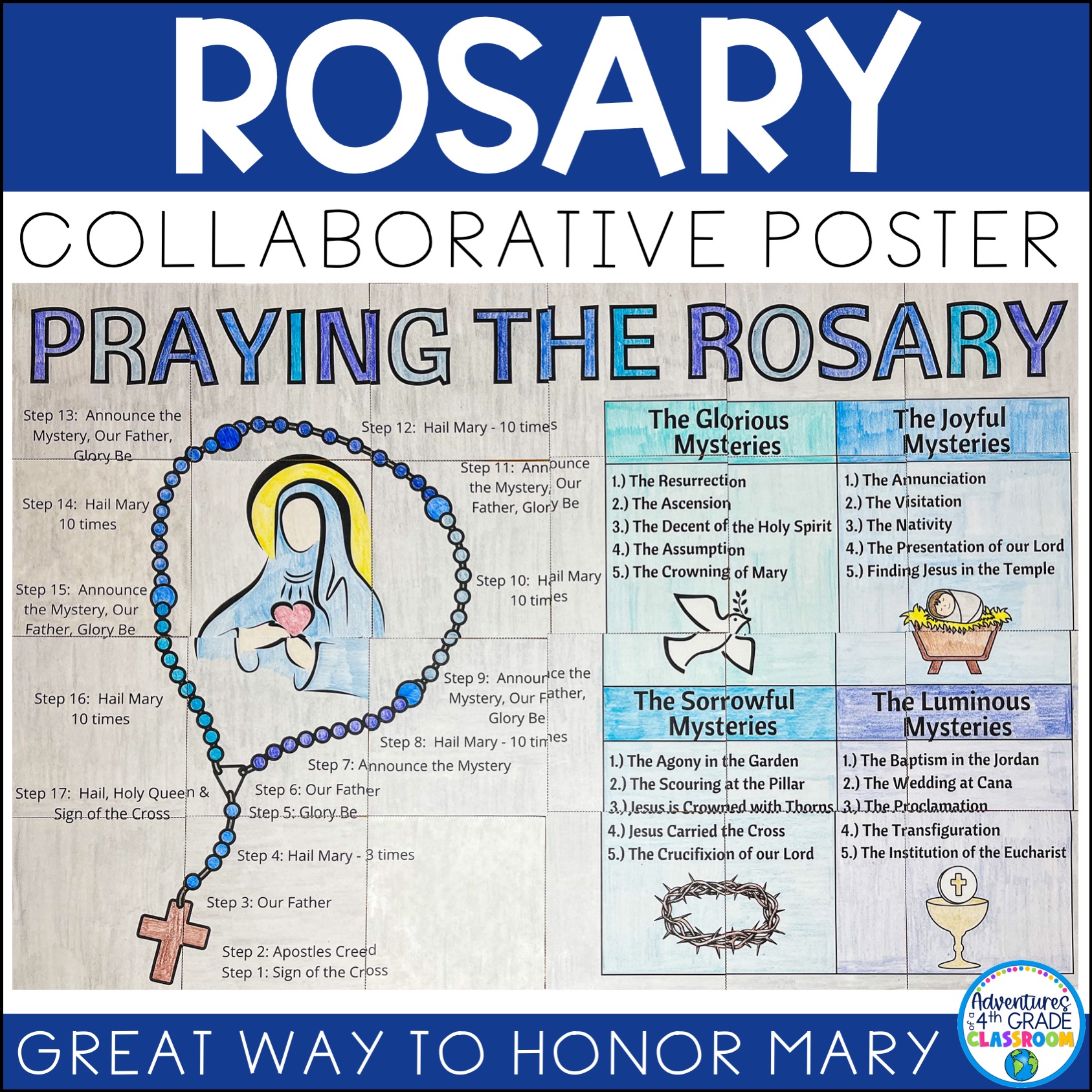 Praying the Rosary Collaborative Poster Catholic Adventures of a