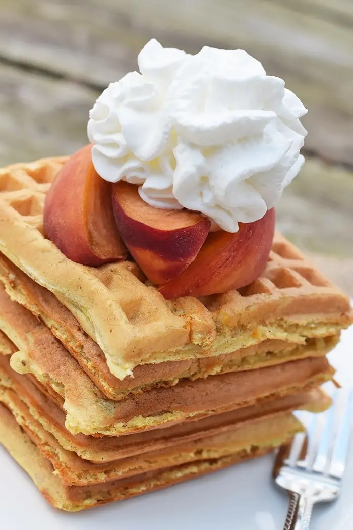 Homemade Peaches and Cream Waffles Recipe