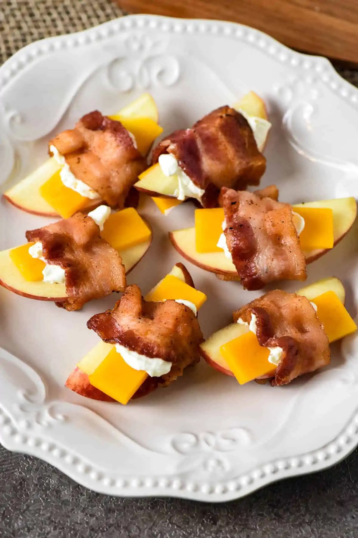 Bacon Wrapped Apples with Cheese Appetizer Adventures of Mel