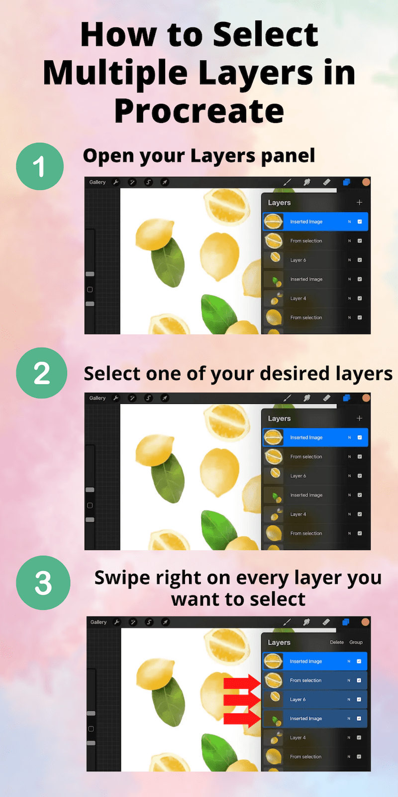 How to Select, Move, Delete, and Group Multiple Layers in Procreate