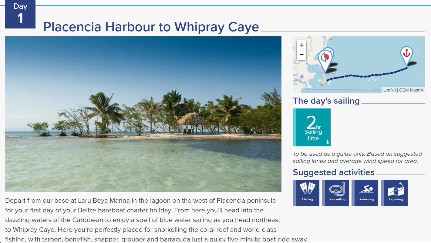 Sail Belize Itinerary