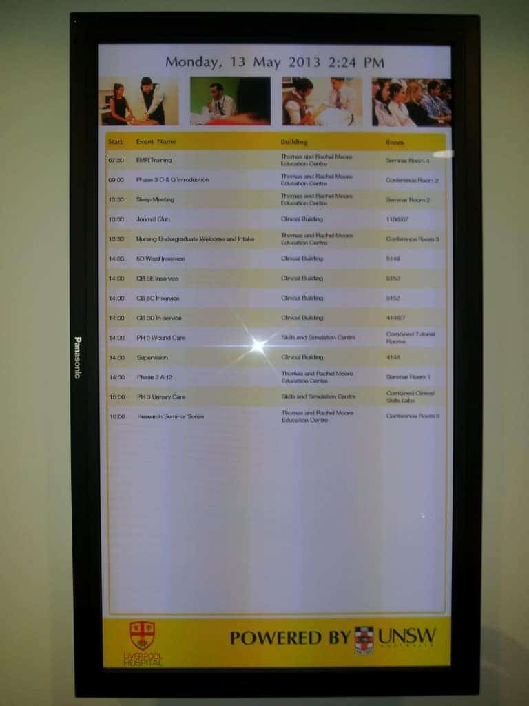 Digital Signage at the UNSW Clinical Skills and Simulation Centre