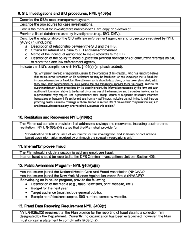 Advisorselect Fraud Prevention Plan Filing Guidelines for Insurers