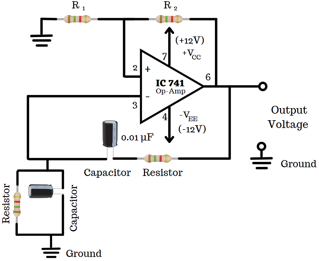 Wien bridge oscillator using operational amplifier
