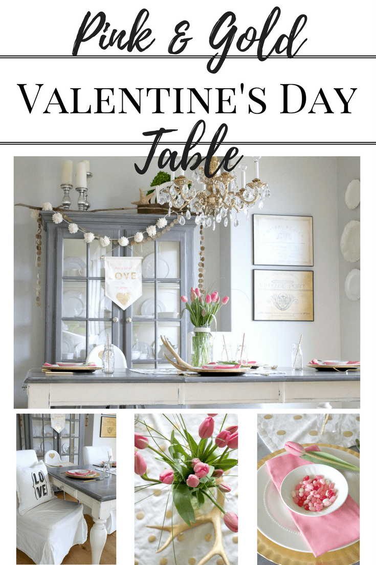Pink and Gold Valentine's Day Table adrienne elizabeth