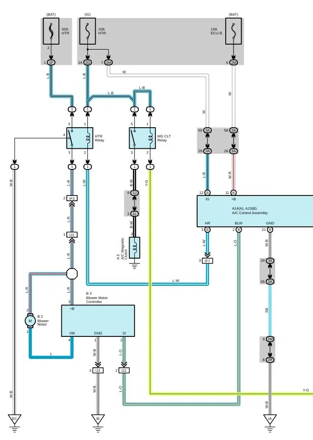 Lexus ES330 2005+ цветная схема отопителя