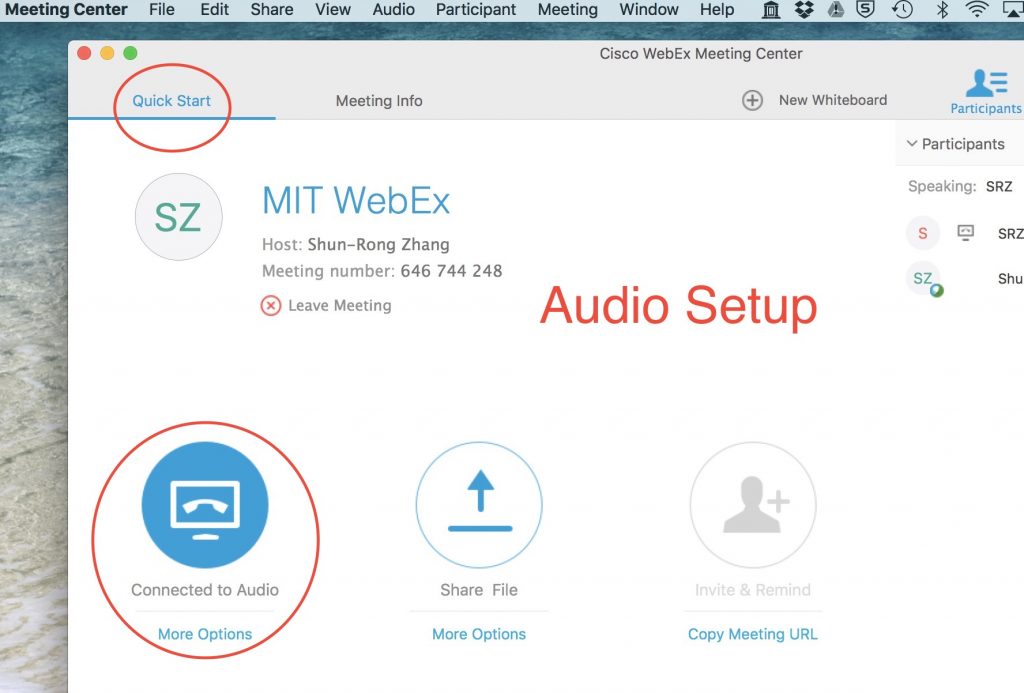 WebEx Audio Setup & Screen Sharing MURI Project