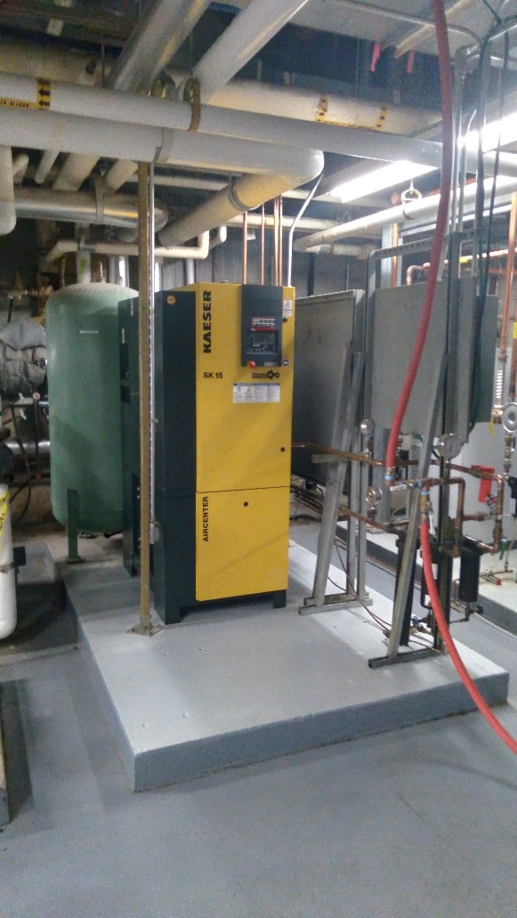 Hospital Mechanical Room Kaeser Control Air Compressor System Maintenance Upgrade AES Group