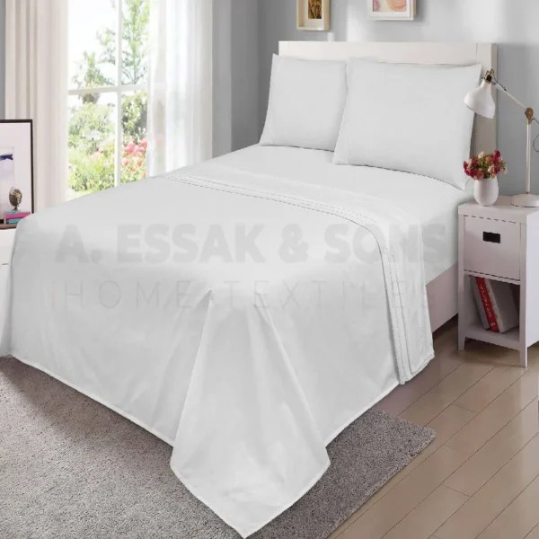 Basic Plain White Bed Sheet A. Essak & Sons