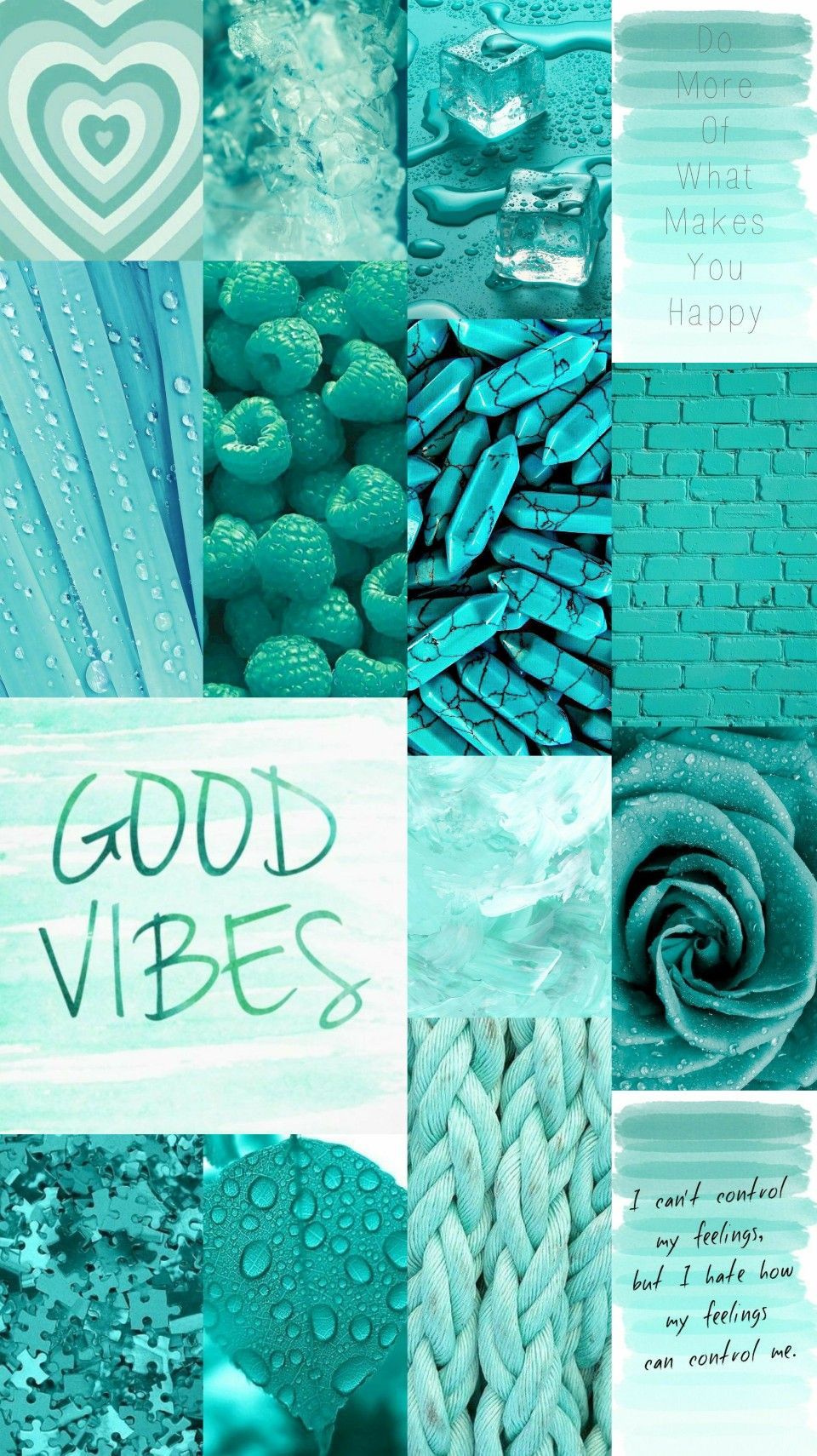 Turquoise, aqua blue collage wallpaper by 65x2