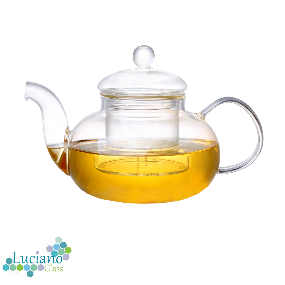 LUCIANO Borosilicate Glass Tea Pot with Glass Cover and Filter