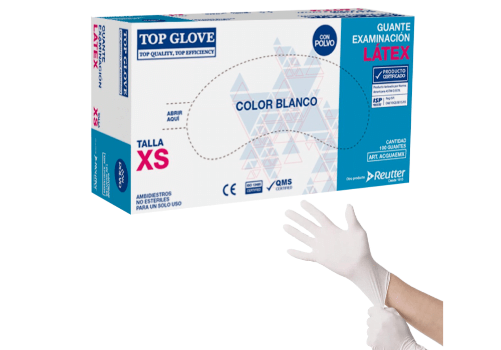 Guantes De Látex Talla XS Top Glove AF CHILE SPA