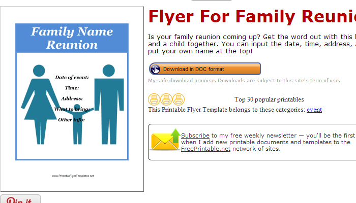 Depending on how extravagant the the reunion is the organizers will usually ask for dues based on how many members of the family are going to arrive. 3 Free Family Reunion Flyer Templates Af Templates