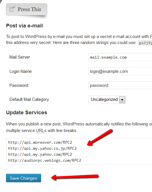 WordPress Ping List For Quick Indexing In Serps Affilicoach