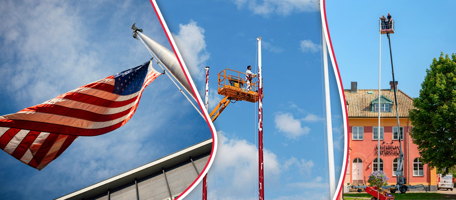 Flagpole repair at Affordable Flags and Fireworks, Colorado